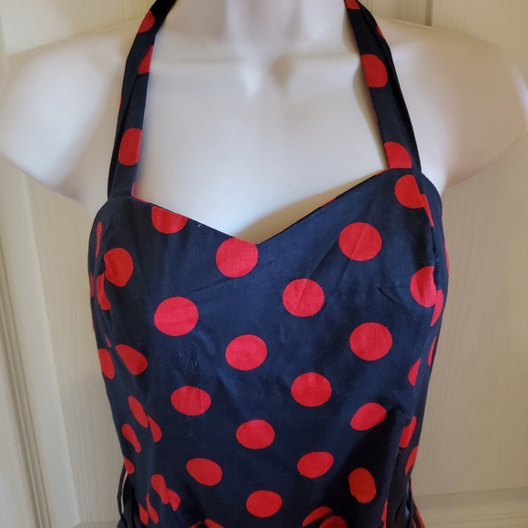 Polka dot halter dress pinup style 50's retro - Picture 2 of 6